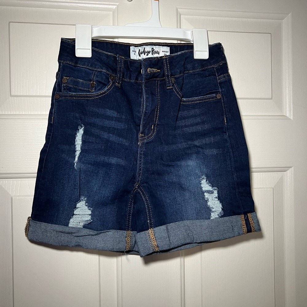 Indigo Rein-Women's Dark Blue Denim Shorts